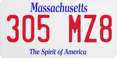 MA license plate 305MZ8