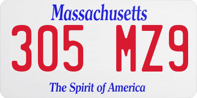 MA license plate 305MZ9