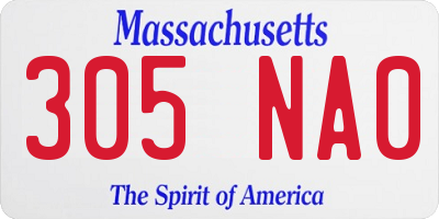 MA license plate 305NA0