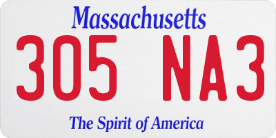 MA license plate 305NA3