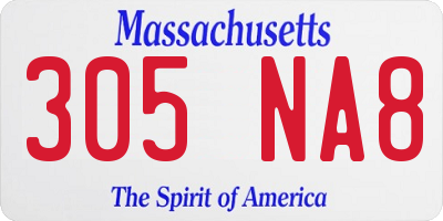 MA license plate 305NA8