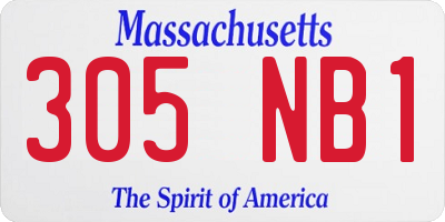 MA license plate 305NB1