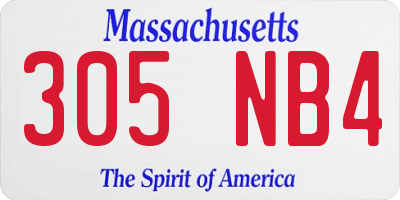MA license plate 305NB4