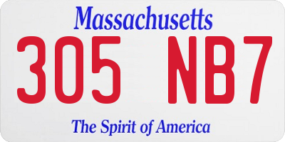 MA license plate 305NB7