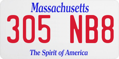 MA license plate 305NB8