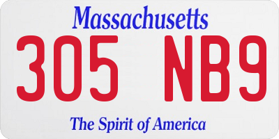 MA license plate 305NB9