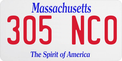 MA license plate 305NC0