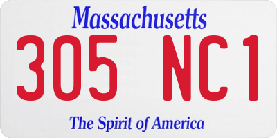 MA license plate 305NC1