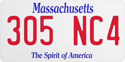 MA license plate 305NC4