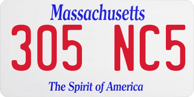 MA license plate 305NC5