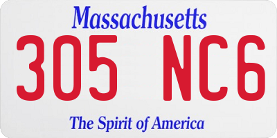 MA license plate 305NC6