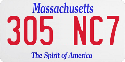 MA license plate 305NC7