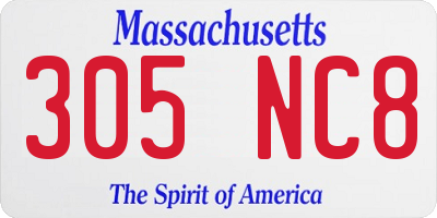 MA license plate 305NC8