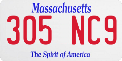 MA license plate 305NC9