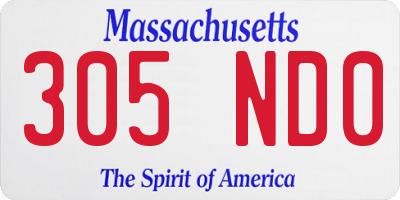 MA license plate 305ND0