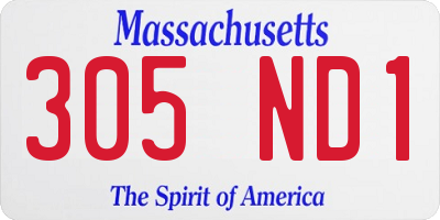 MA license plate 305ND1