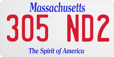 MA license plate 305ND2