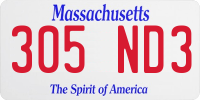 MA license plate 305ND3