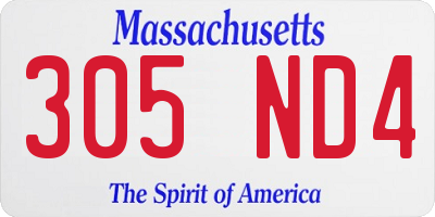 MA license plate 305ND4
