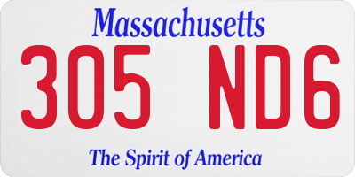 MA license plate 305ND6