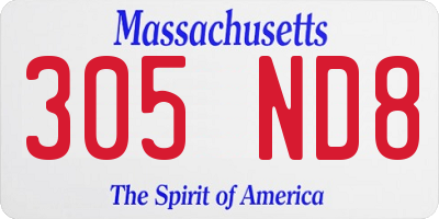 MA license plate 305ND8