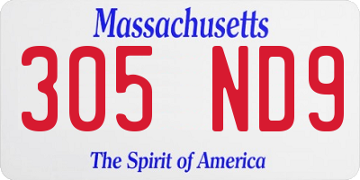 MA license plate 305ND9