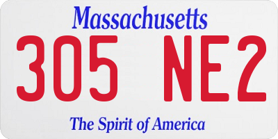MA license plate 305NE2