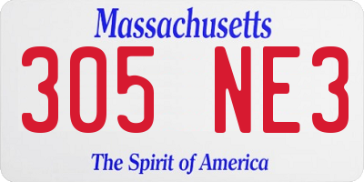 MA license plate 305NE3