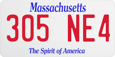 MA license plate 305NE4