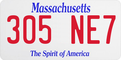 MA license plate 305NE7