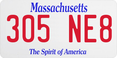 MA license plate 305NE8