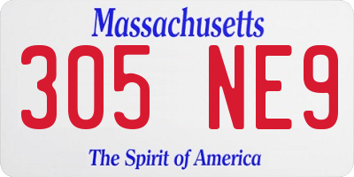 MA license plate 305NE9