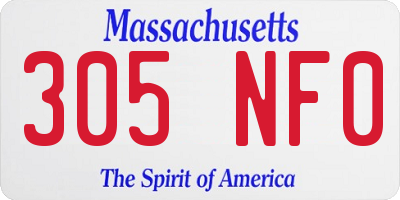 MA license plate 305NF0