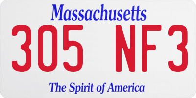 MA license plate 305NF3