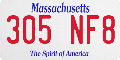 MA license plate 305NF8