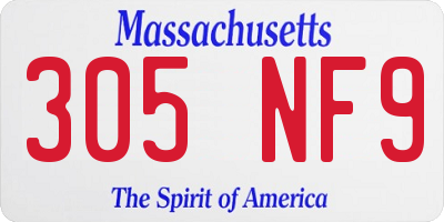 MA license plate 305NF9