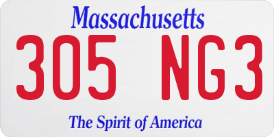 MA license plate 305NG3