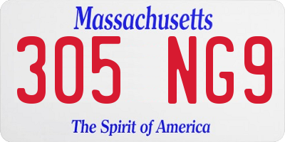 MA license plate 305NG9
