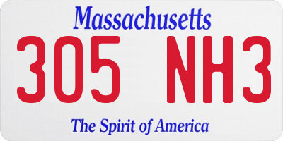 MA license plate 305NH3