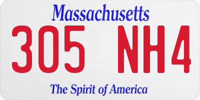 MA license plate 305NH4