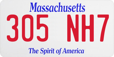 MA license plate 305NH7