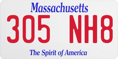 MA license plate 305NH8