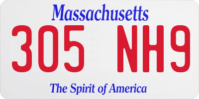 MA license plate 305NH9