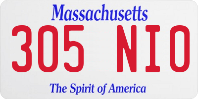 MA license plate 305NI0
