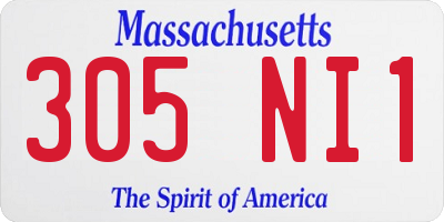MA license plate 305NI1