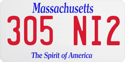 MA license plate 305NI2