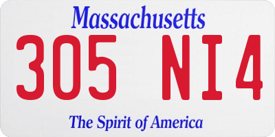 MA license plate 305NI4