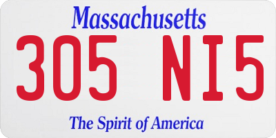 MA license plate 305NI5