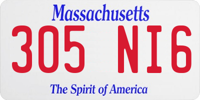 MA license plate 305NI6