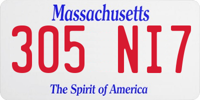 MA license plate 305NI7